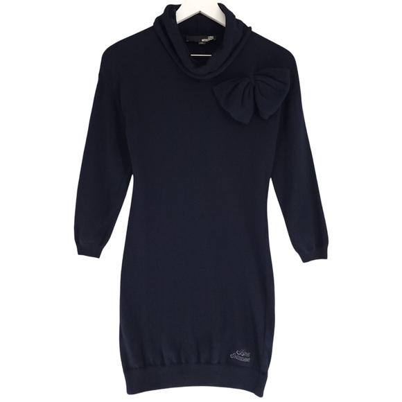 Love Moschino Dresses & Skirts - Love Moschino Sweater Bow Mini Dress In Navy